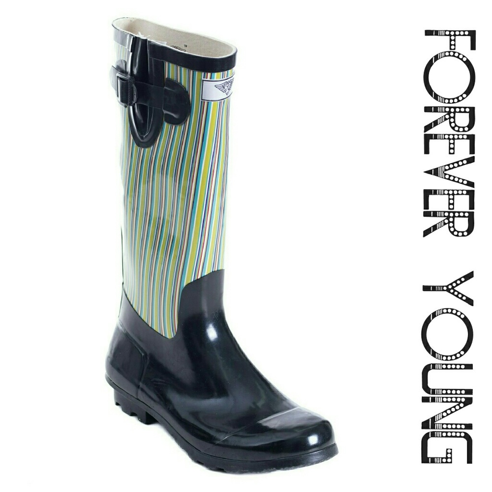 Women Tall Rainboots, Black Retro